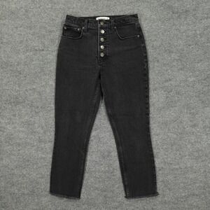 Abercrombie & Fitch Skinny High Rise Jeans Womens 2P Black 26x26 Raw Hem Stretch